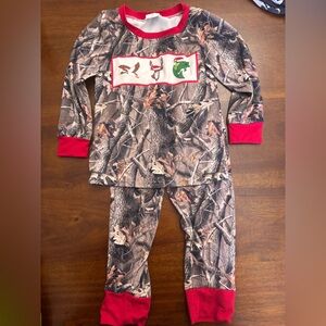 Camo Kids Pajamas with Red Accents